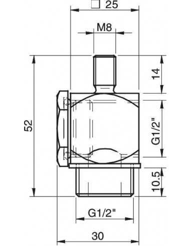 3150054 Angle adapter 90° G1/2" - M8 cpl.