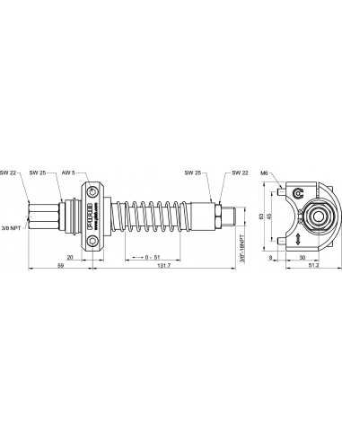 0121219 LCS 200 profile mounted 3/8" NPT M-F PMAT