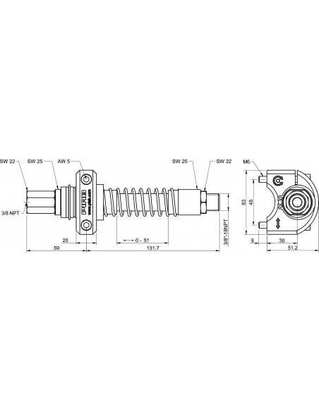 0121219 LCS 200 profile mounted 3/8" NPT M-F PMAT