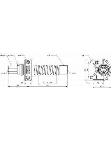 0121220 LCS 200 profile mounted G3/8" F-F PMAT