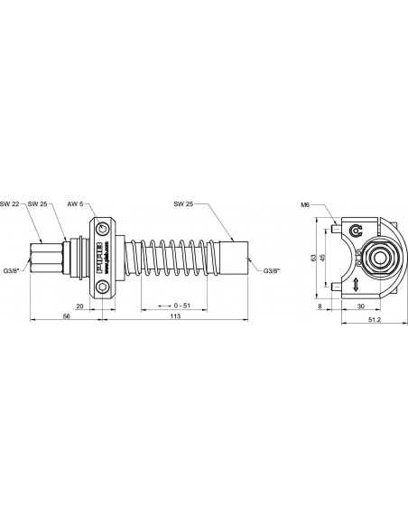 0121220 LCS 200 profile mounted G3/8" F-F PMAT