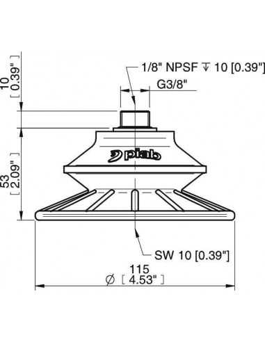 0207213 Suction Cup BFF110P.5R.G69MR Fitting G3/8" Male