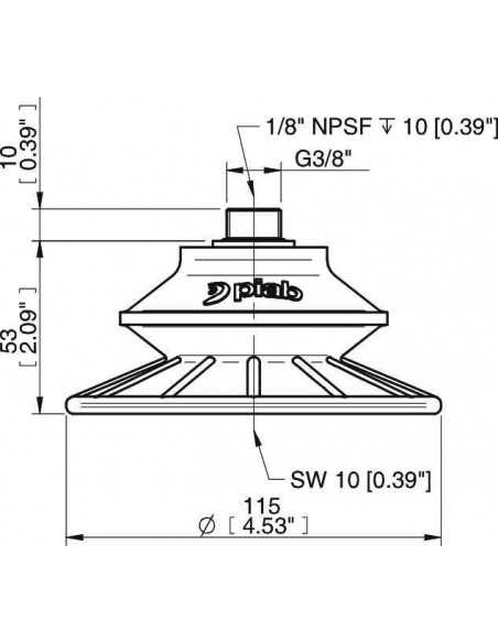 0207213 Suction Cup BFF110P.5R.G69MR Fitting G3/8" Male