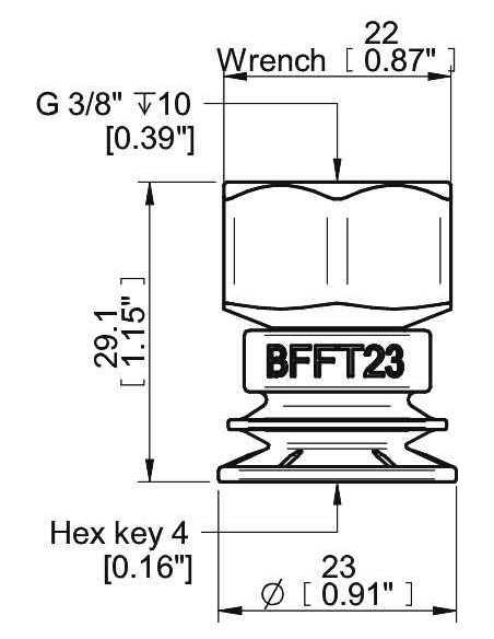 0210555 Suction cup BFFT23P.5V.G80W Fitting G 3/8" fem.