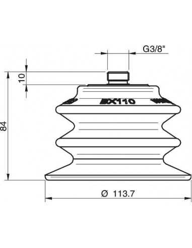 0108341 Suction cup BX110P.5E.G40W.F PU60° G3/8" filter