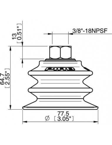 0108794 Suction cup BX75P.5K.N40W.F BX75P PU30/60° 3/8"NPSF in.fil