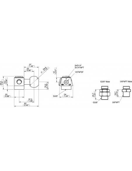 0210544 Suction cup holder - Ball joint - LH/RH G3/8F - G1/4F -1/8NPSF