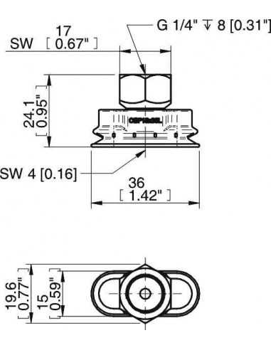 0207594 Suction Cup OBF15x35P.L.5X.G83W Fitting G1/4" Female