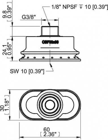 0207735 Suction Cup OBF30x60P.5R.G69MR Fitting G3/8" Male