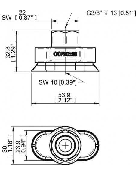 0207727 Suction Cup OCF20x50P.5X.G70MR Fitting G3/8" Female